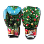 Christmas Tree And Snow Print Boxing Gloves