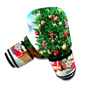 Christmas Tree And Snow Print Boxing Gloves