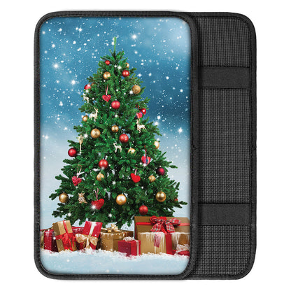 Christmas Tree And Snow Print Car Center Console Cover