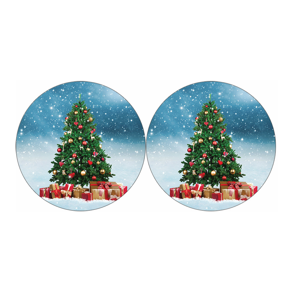 Christmas Tree And Snow Print Car Coasters