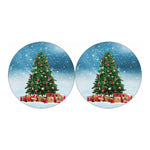 Christmas Tree And Snow Print Car Coasters