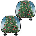 Christmas Tree And Snow Print Car Headrest Covers