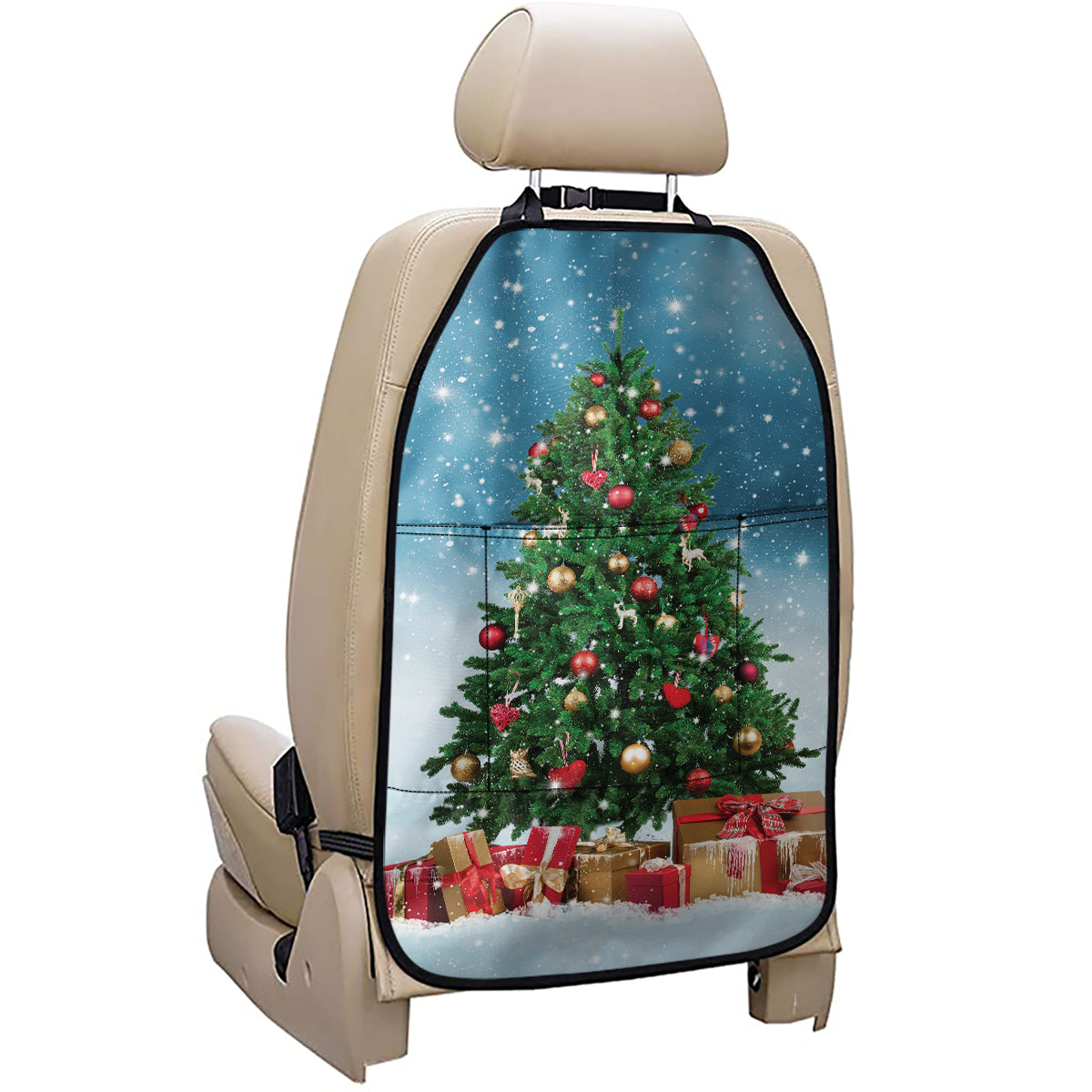 Christmas Tree And Snow Print Car Seat Organizers
