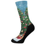 Christmas Tree And Snow Print Crew Socks