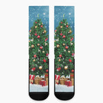 Christmas Tree And Snow Print Crew Socks