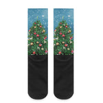 Christmas Tree And Snow Print Crew Socks