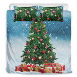 Christmas Tree And Snow Print Duvet Cover Bedding Set