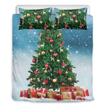 Christmas Tree And Snow Print Duvet Cover Bedding Set