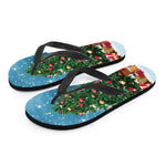 Christmas Tree And Snow Print Flip Flops