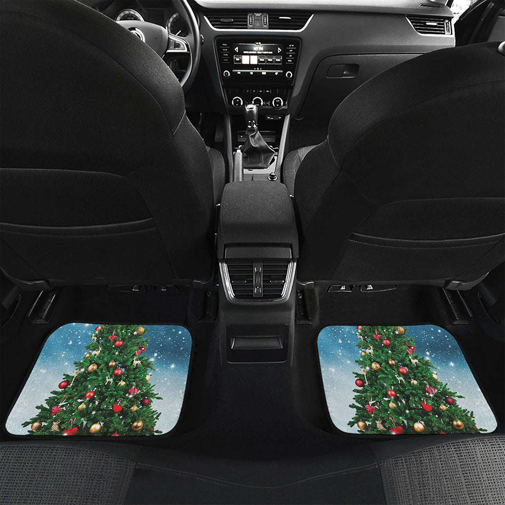 Christmas Tree And Snow Print Front and Back Car Floor Mats