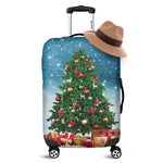 Christmas Tree And Snow Print Luggage Cover