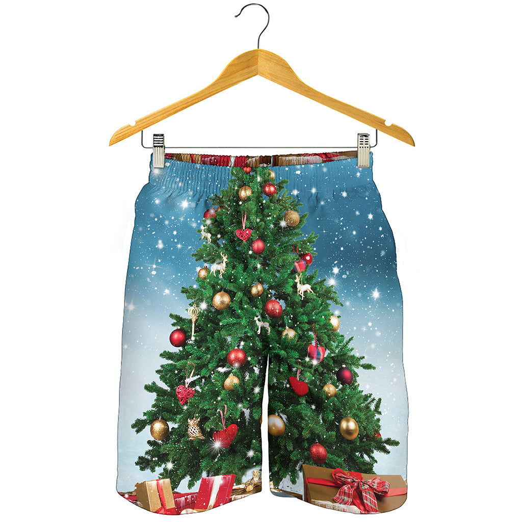 Christmas Tree And Snow Print Men's Shorts
