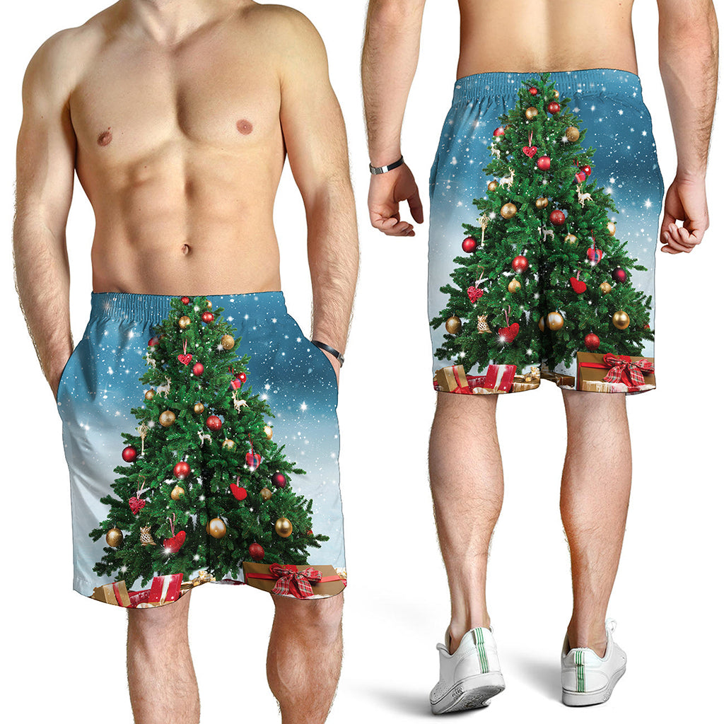 Christmas Tree And Snow Print Men's Shorts