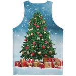 Christmas Tree And Snow Print Men's Tank Top