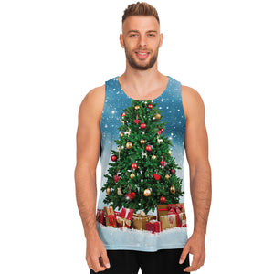 Christmas Tree And Snow Print Men's Tank Top