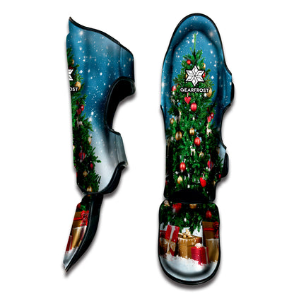 Christmas Tree And Snow Print Muay Thai Shin Guard