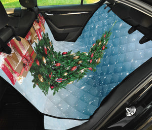 Christmas Tree And Snow Print Pet Car Back Seat Cover