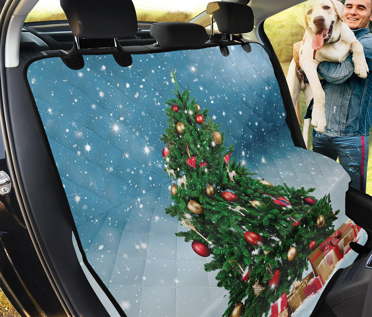 Christmas Tree And Snow Print Pet Car Back Seat Cover