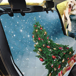 Christmas Tree And Snow Print Pet Car Back Seat Cover