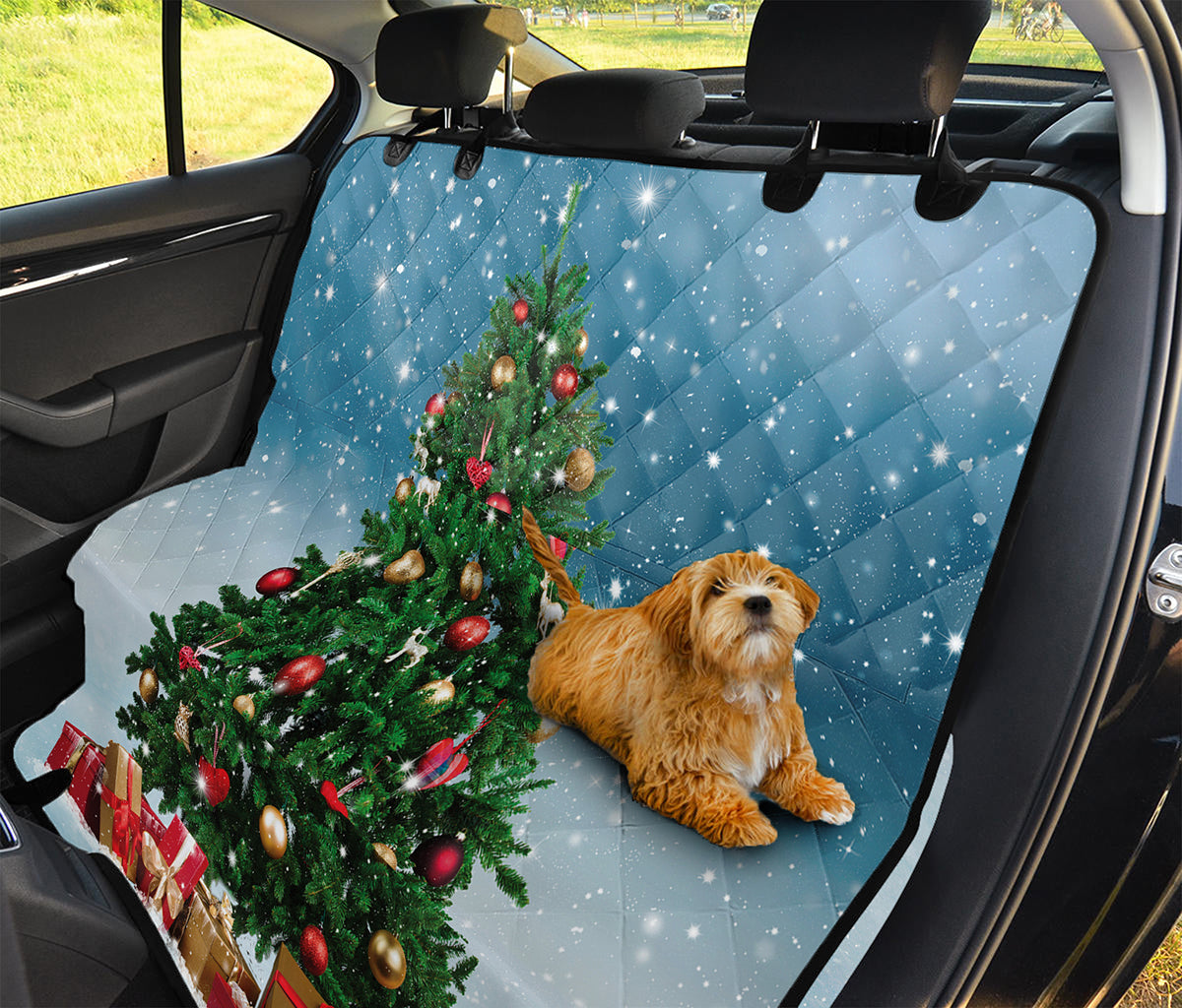 Christmas Tree And Snow Print Pet Car Back Seat Cover