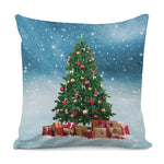 Christmas Tree And Snow Print Pillow Cover