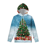 Christmas Tree And Snow Print Pullover Hoodie