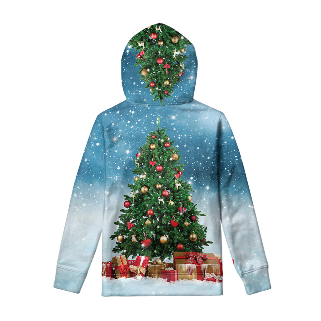 Christmas Tree And Snow Print Pullover Hoodie