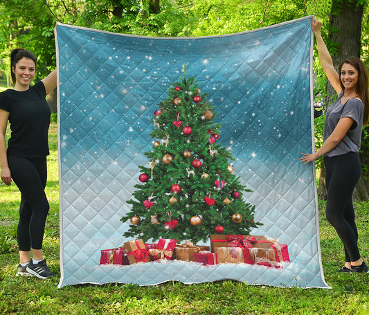 Christmas Tree And Snow Print Quilt