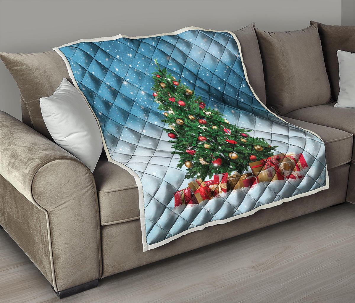 Christmas Tree And Snow Print Quilt