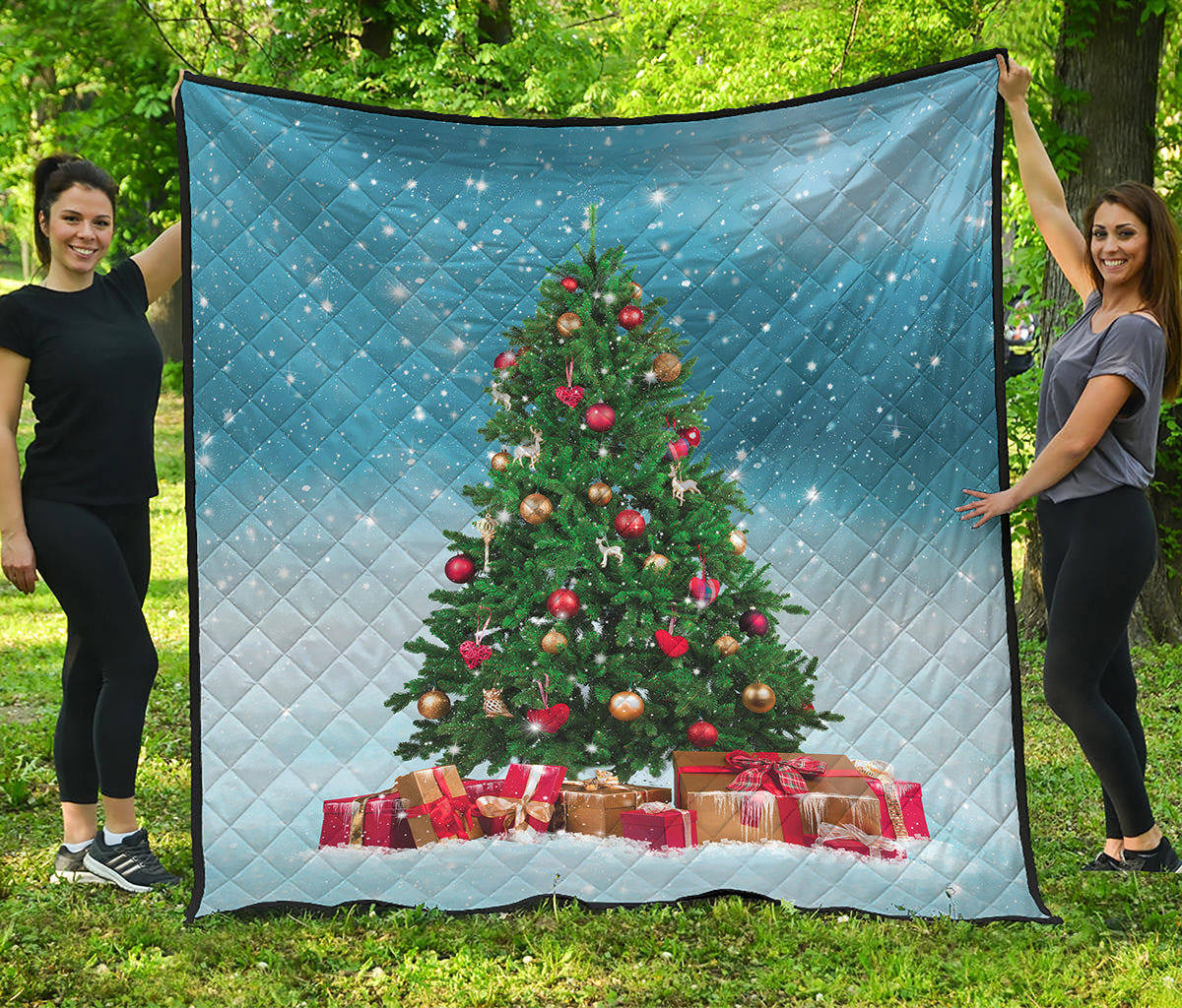 Christmas Tree And Snow Print Quilt