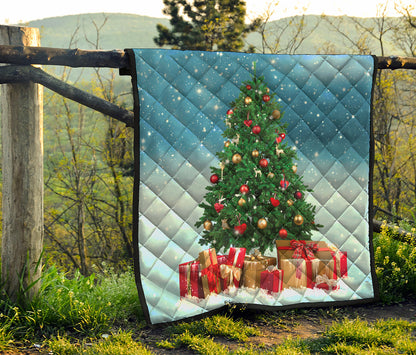 Christmas Tree And Snow Print Quilt