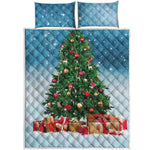 Christmas Tree And Snow Print Quilt Bed Set