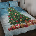 Christmas Tree And Snow Print Quilt Bed Set