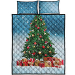 Christmas Tree And Snow Print Quilt Bed Set
