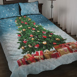 Christmas Tree And Snow Print Quilt Bed Set