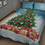 Christmas Tree And Snow Print Quilt Bed Set
