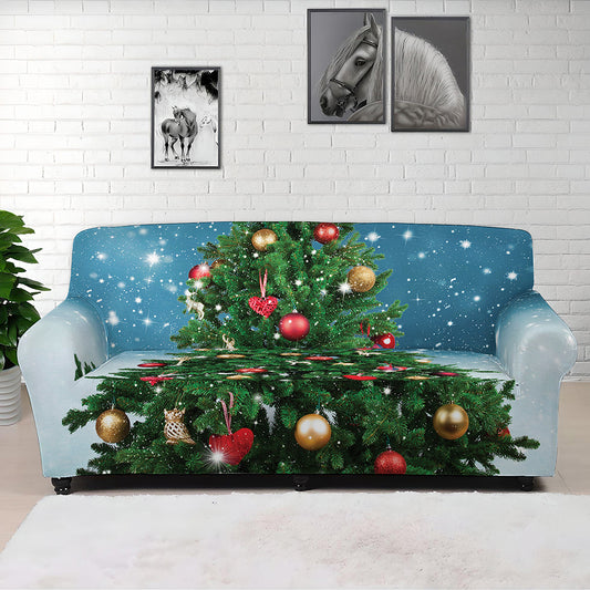 Christmas Tree And Snow Print Sofa Cover