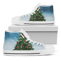 Christmas Tree And Snow Print White High Top Sneakers