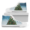 Christmas Tree And Snow Print White High Top Shoes