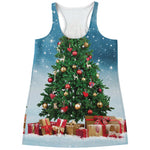 Christmas Tree And Snow Print Women's Racerback Tank Top