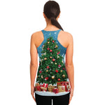 Christmas Tree And Snow Print Women's Racerback Tank Top