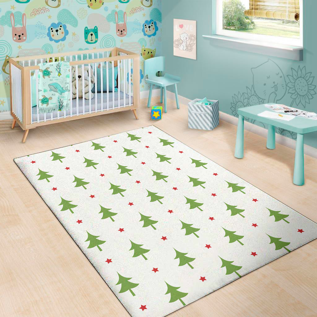 Christmas Tree And Star Pattern Print Area Rug