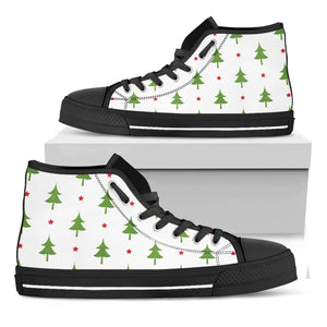 Christmas Tree And Star Pattern Print Black High Top Shoes