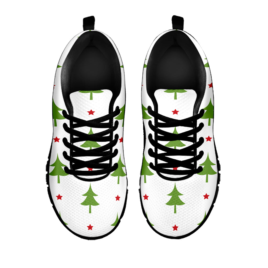 Christmas Tree And Star Pattern Print Black Sneakers