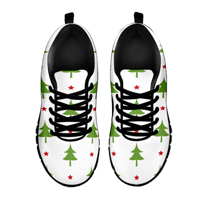 Christmas Tree And Star Pattern Print Black Sneakers