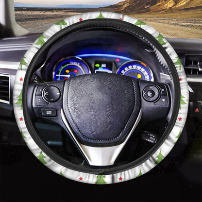 Christmas Tree And Star Pattern Print Car Steering Wheel Cover
