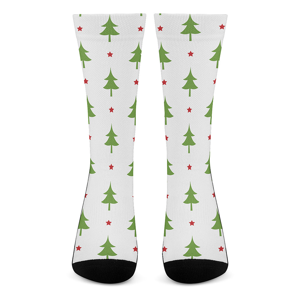 Christmas Tree And Star Pattern Print Crew Socks