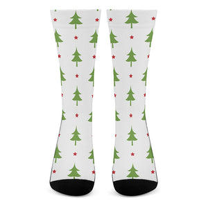 Christmas Tree And Star Pattern Print Crew Socks