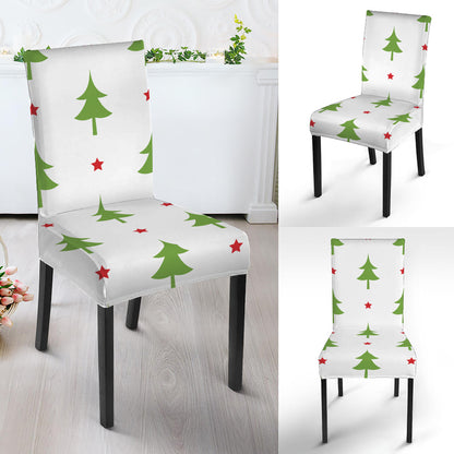 Christmas Tree And Star Pattern Print Dining Chair Slipcover