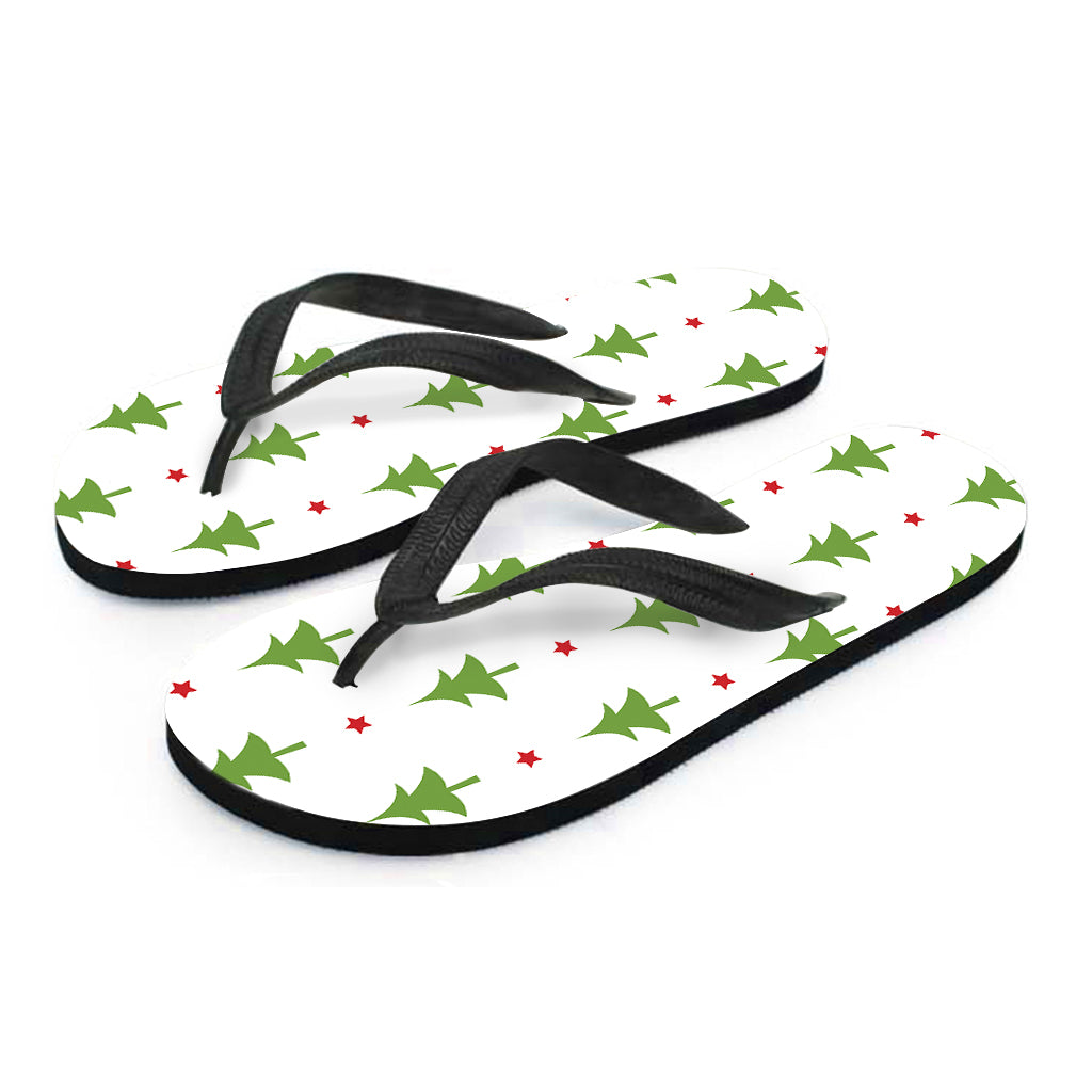 Christmas Tree And Star Pattern Print Flip Flops
